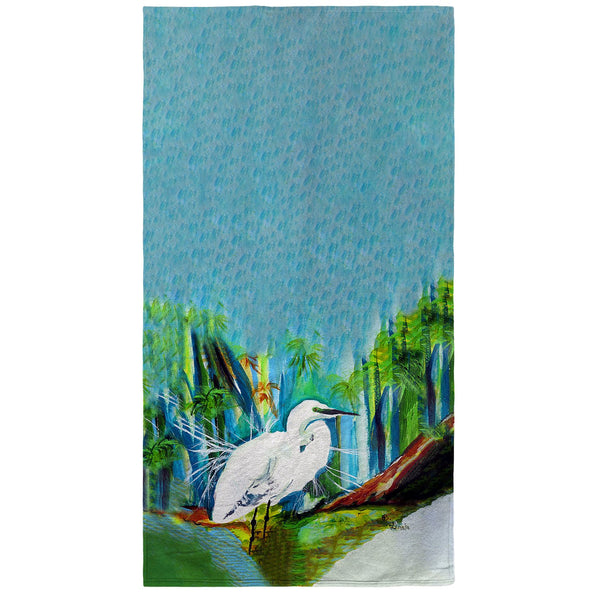 Acrylic Egret Beach Towel