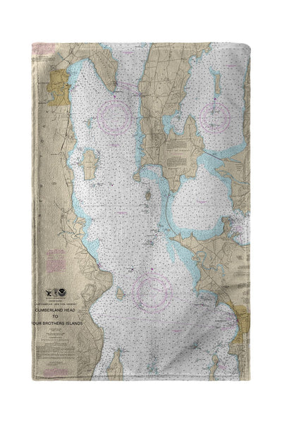 Cumberland Head to Four Brothers Islands, VT Nautical Map Beach Towel