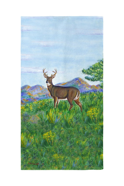 Deer in Mountains Beach Towel