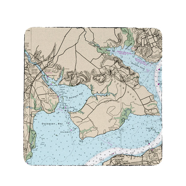 Occoquan, VA Nautical Map Coaster Set of 4