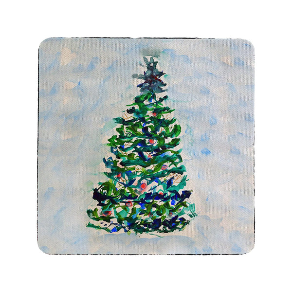 Blue Lights Christmas Tree Coaster Set of 4