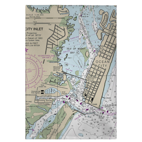 Ocean City Inlet, VA Nautical Map Guest Towel
