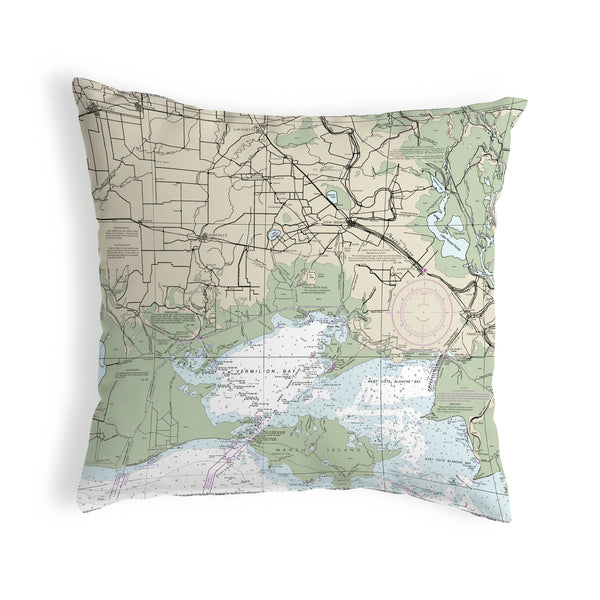 Vermilion Bay, LA Nautical Map Noncorded Indoor/Outdoor Pillow