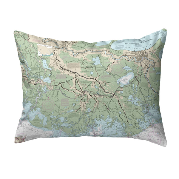 New Orleans to Calcasieu River, LA Nautical Map Noncorded Indoor/Outdoor Pillow