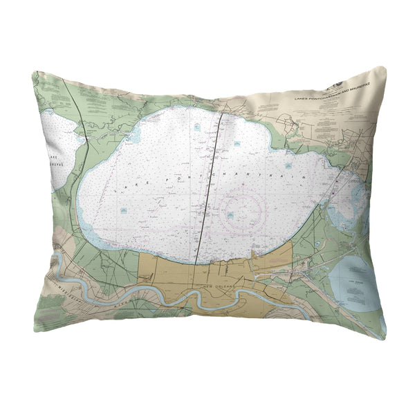 Lake Pontchartrain and Majrepas, LA Nautical Map Noncorded Indoor/Outdoor Pillow