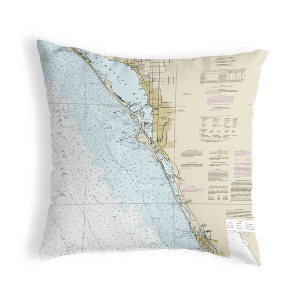 Venice, FL Nautical Map Noncorded Indoor/Outdoor Pillow