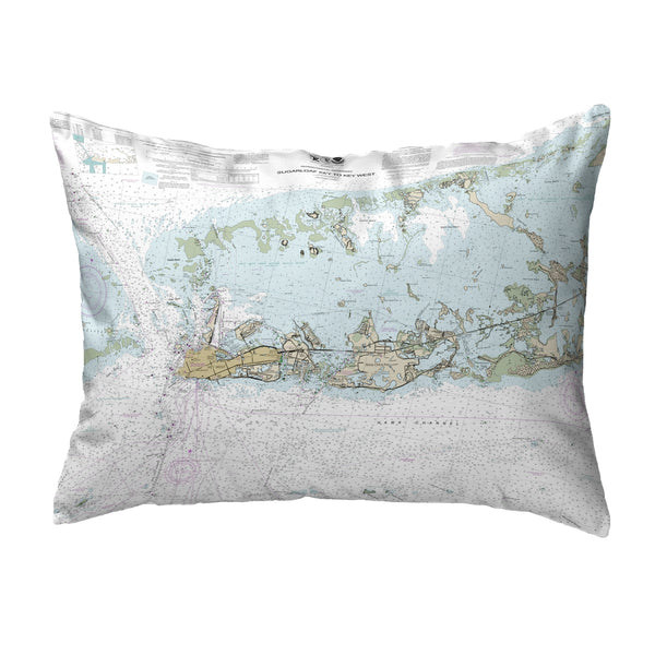 Sugarloaf Key to Key West, FL Nautical Map Noncorded Indoor/Outdoor Pillow