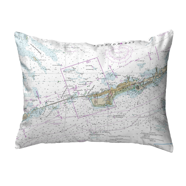 Miami to Marathon & Florida Bay, FL Nautical Map Noncorded Indoor/Outdoor Pillow