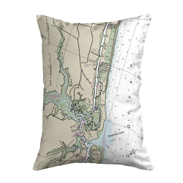 Holden Beach, NC Nautical Map Noncorded Indoor/Outdoor Pillow
