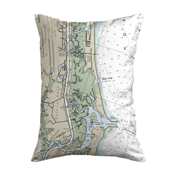 Sunset Beach, NC Nautical Map Noncorded Indoor/Outdoor Pillow