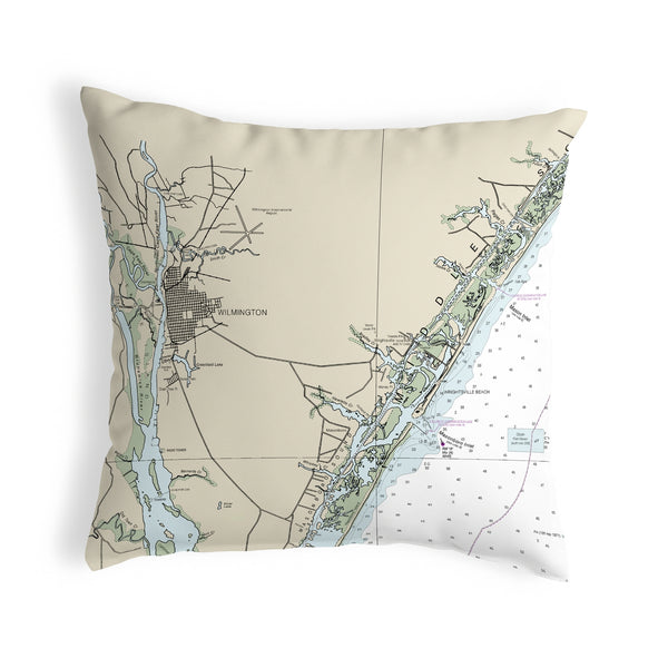 Wilmington - Wrightsville Beach, NC Nautical Map Noncorded Indoor/Outdoor Pillow