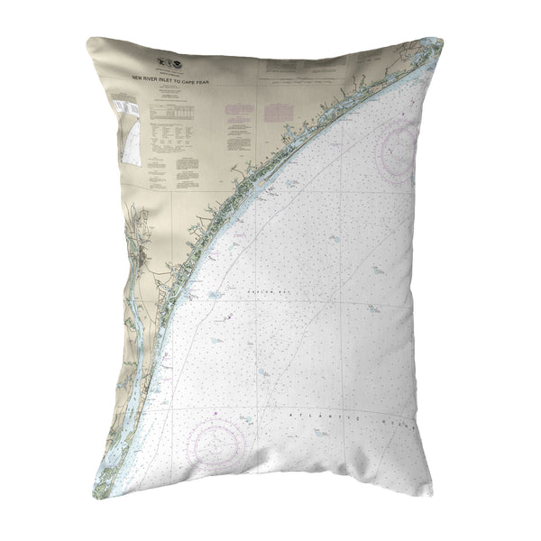 New River Inlet to Cape Fear - Topsail, NC Nautical Map Noncorded Indoor/Outdoor Pillow