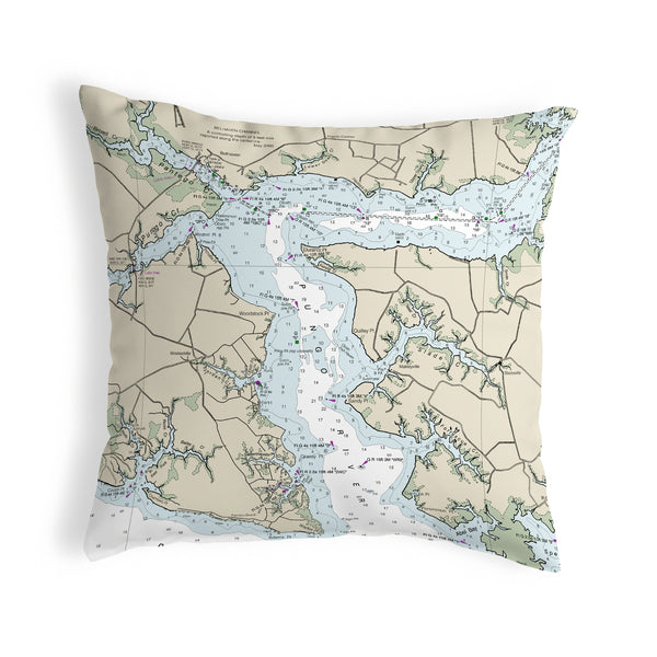 Pungo River, NC Nautical Map Noncorded Indoor/Outdoor Pillow