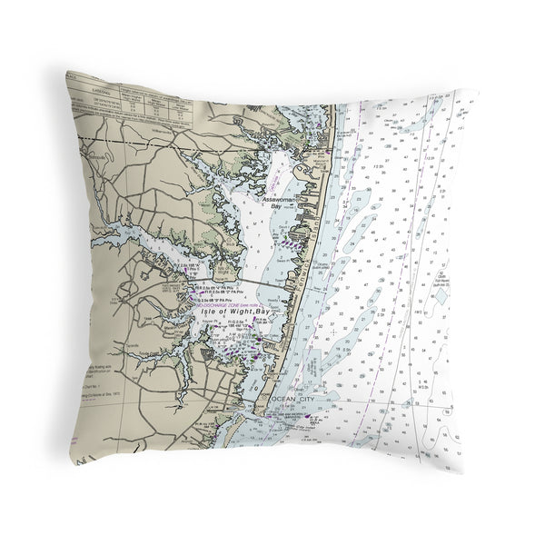 Fenwick Island to Chincoteague Inlet, VA Nautical Map Noncorded Indoor/Outdoor Pillow