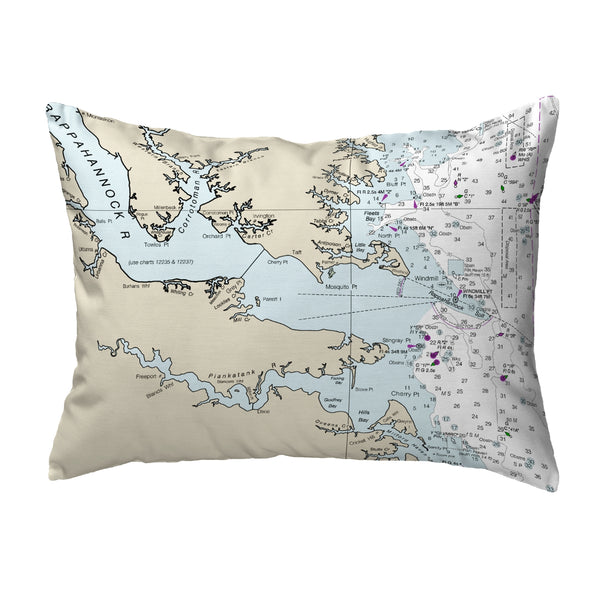 Chesapeake Bay, VA Nautical Map Noncorded Indoor/Outdoor Pillow
