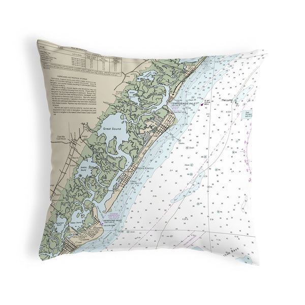 Little Egg Inlet to Hereford Inlet - Avalon, NH Nautical Map Noncorded Indoor/Outdoor Pillow
