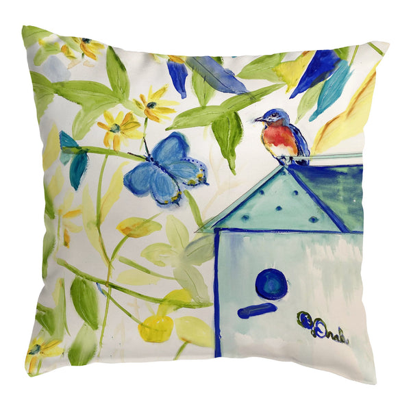 Blue Bird House Pillow