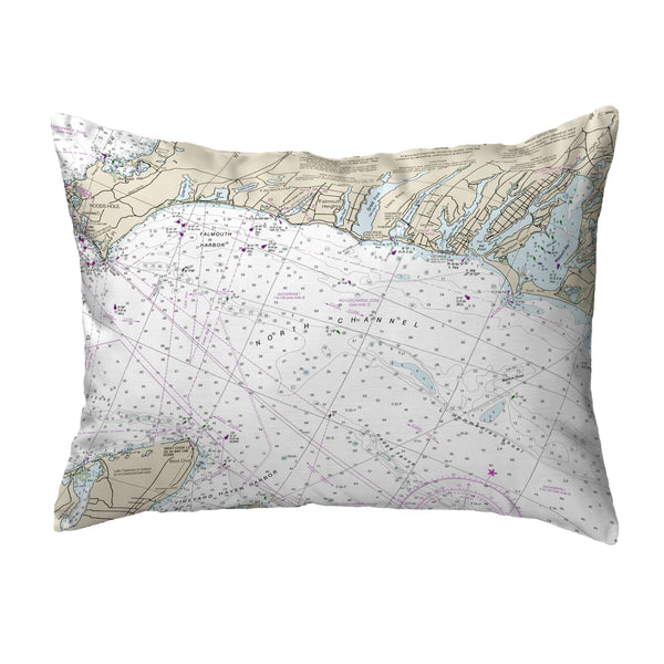 Falmouth Harbor, MA Nautical Map Noncorded Indoor/Outdoor Pillow