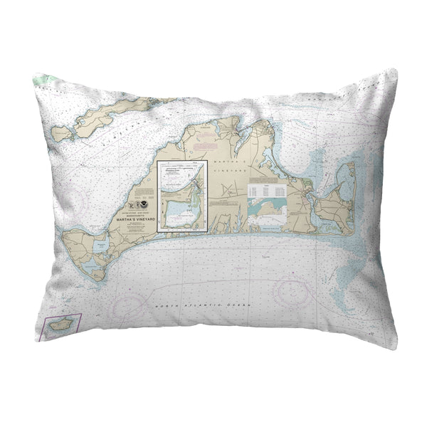 Martha's Vineyard, MA Nautical Map Noncorded Indoor/Outdoor Pillow