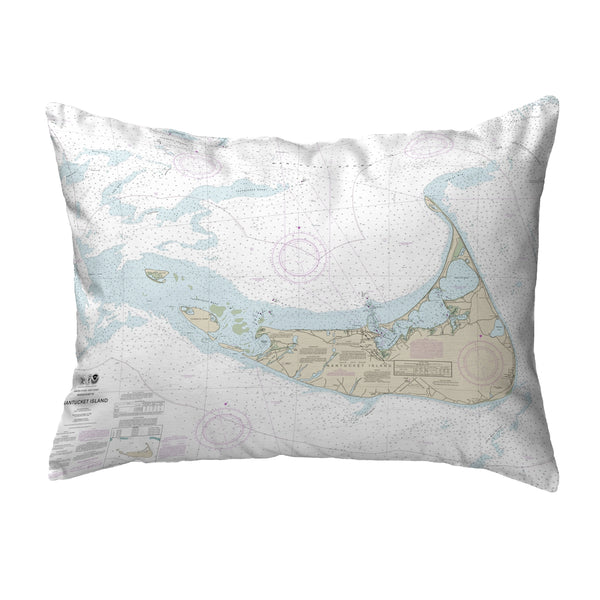 Nantucket Island, MA Nautical Map Noncorded Indoor/Outdoor Pillow