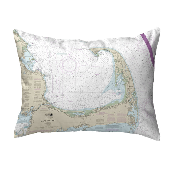 Cape Cod Bay, MA Nautical Map Noncorded Indoor/Outdoor Pillow