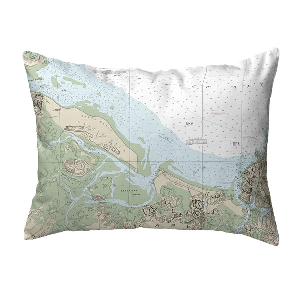 Essex Bay and Essex River, MA Nautical Map Noncorded Indoor/Outdoor Pillow