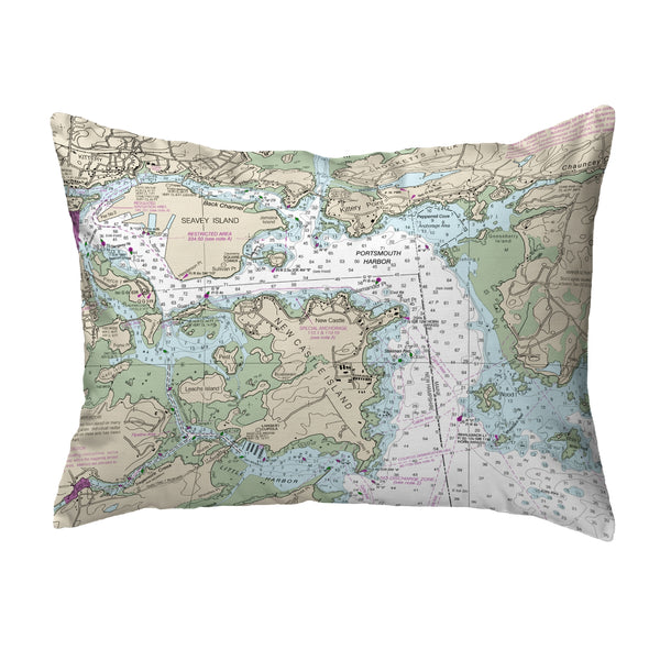 Portsmouth Harbor, NH Nautical Map Noncorded Indoor/Outdoor Pillow