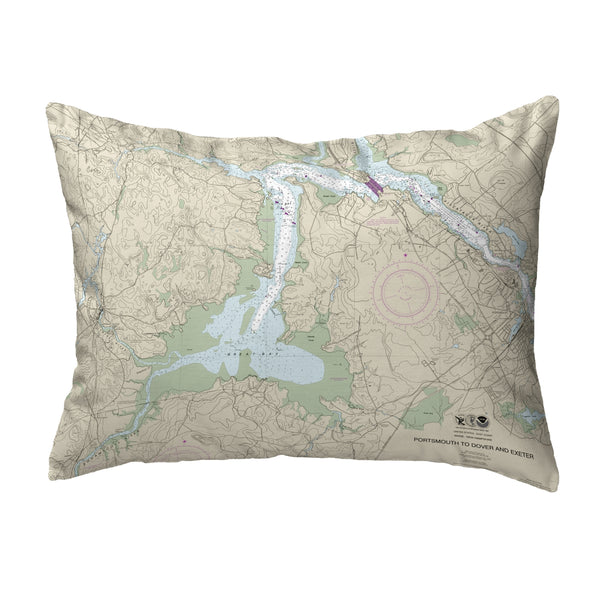 Portsmouth to Dover and Exeter - Great Bay, NH Nautical Map Noncorded Indoor/Outdoor Pillow