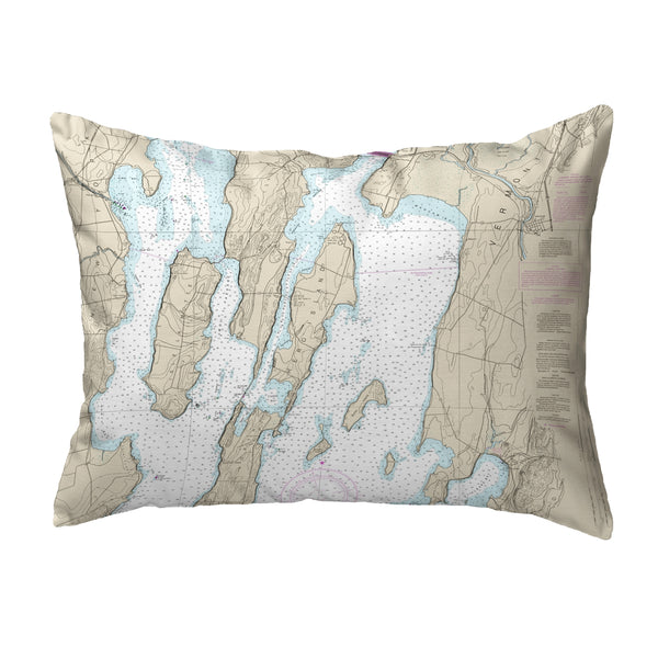 North Hero Island #2, VT Nautical Map Noncorded Indoor/Outdoor Pillow