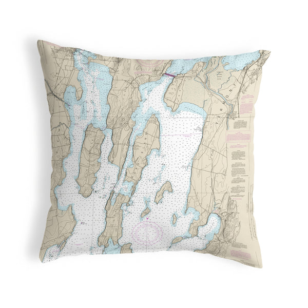 North Hero Island, VT Nautical Map Noncorded Indoor/Outdoor Pillow