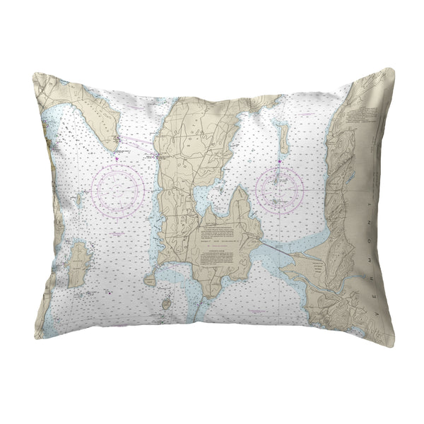 South Hero Island, VT Nautical Map Noncorded Indoor/Outdoor Pillow
