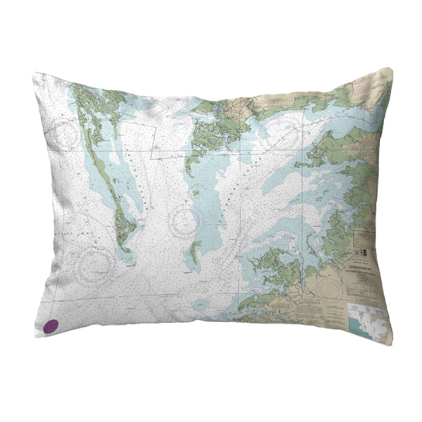 Chesapeake Bay - Pocomoke and Tangier Sounds, VA Nautical Map Noncorded Indoor/Outdoor Pillow
