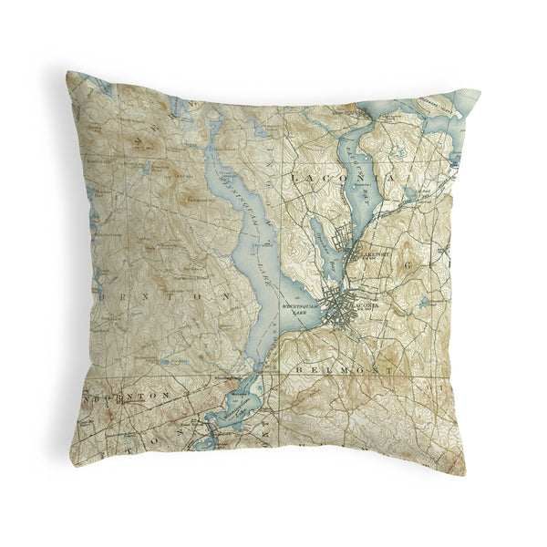 Lake Winnisquam, NH Nautical Map Noncorded Indoor/Outdoor Pillow