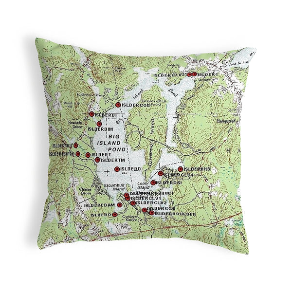 Big Island Pond, NH Nautical Map Noncorded Indoor/Outdoor Pillow